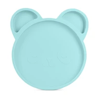 Owl & Coo 3-Section Silicone Grip Dish, Panda, Blue