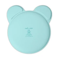 Owl & Coo 3-Section Silicone Grip Dish, Panda, Blue