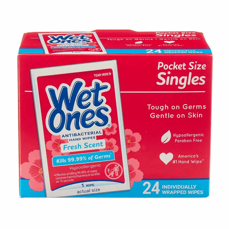 Wet Ones Antibacterial Hand Wipes, Fresh Scent, 24 ct