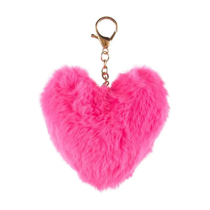Addison & Olivia Heart Puff Bag Charm, Vivid Pink