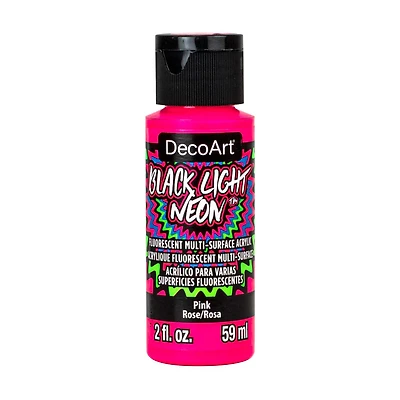 DecoArt Black Light Neon Craft Paint, Pink, 2 fl oz