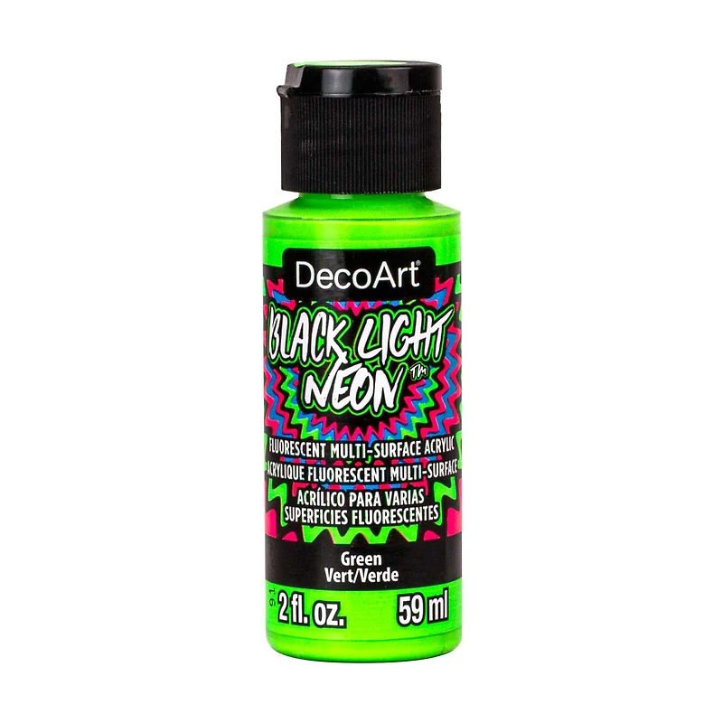DecoArt Black Light Neon Craft Paint, Green, 2 fl oz