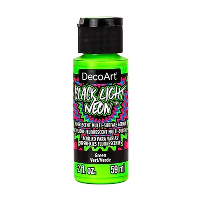 DecoArt Black Light Neon Craft Paint, Green, 2 fl oz
