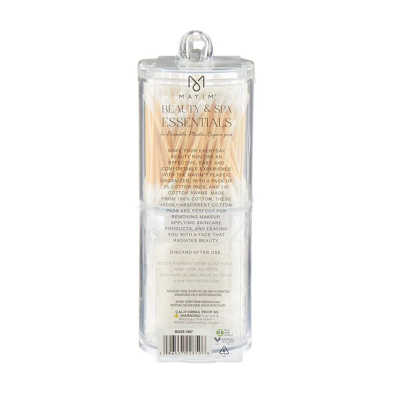 Mayim Cotton Swabs & Rounds, 120 Swabs + 25 Rounds, Jar