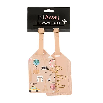 Jet Away Luggage Tags, Cream, 2 ct