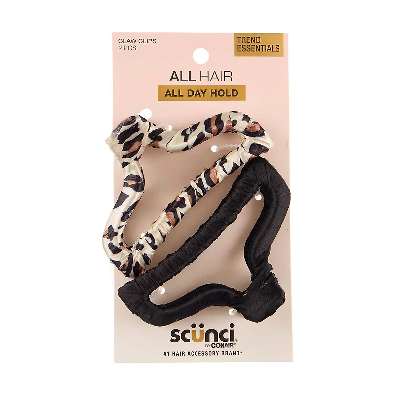 Scunci Fabric Claw Clips, 2 Pack