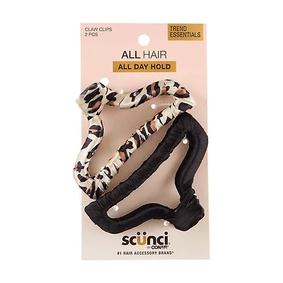 Scunci Fabric Claw Clips, 2 Pack