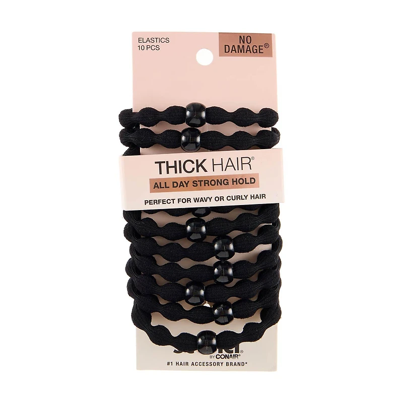 Scunci Textured Elastics for Thick Hair, 10 Pack