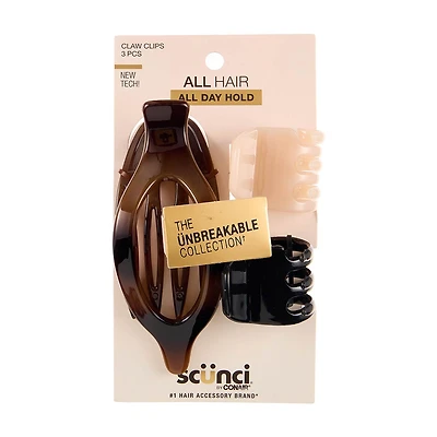 Scunci Metal Claw Clips, 3 Pack