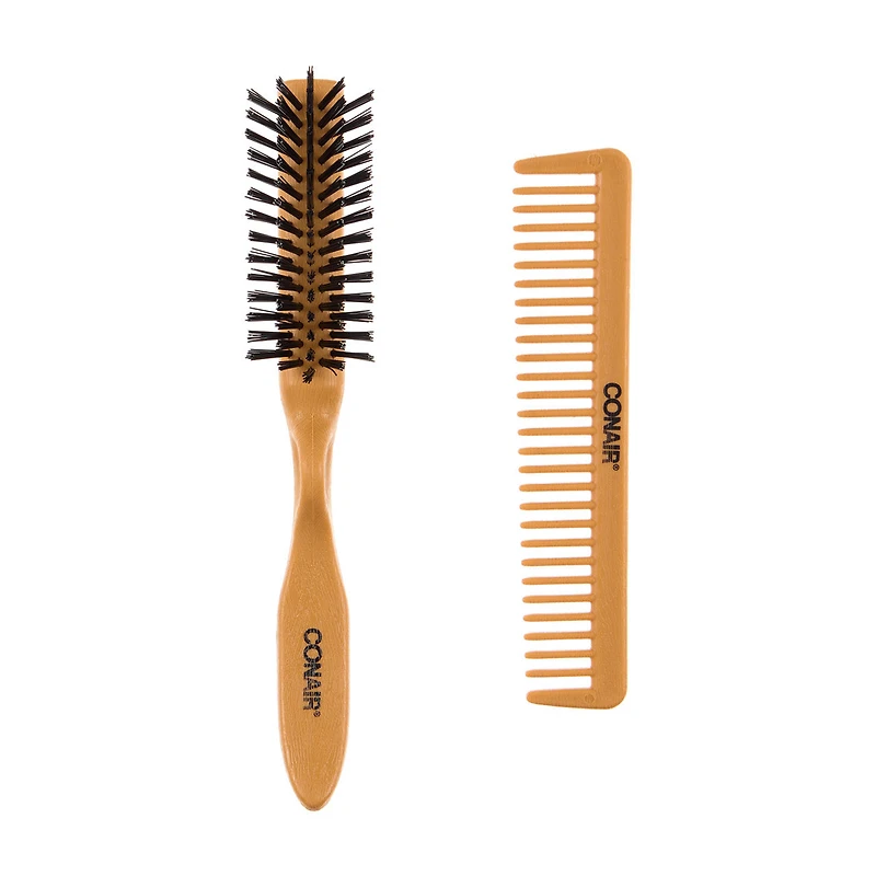 Conair Wood Brush & Comb Set