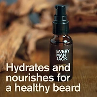 Every Man Jack Mens Beard Oil - Sandalwood Teak Fragrance - Deeply Moisturizes and Softens Your Beard and Adds a Natural Shine - Naturally Derived with Shea Butter and Argan Oil - 1 fl oz