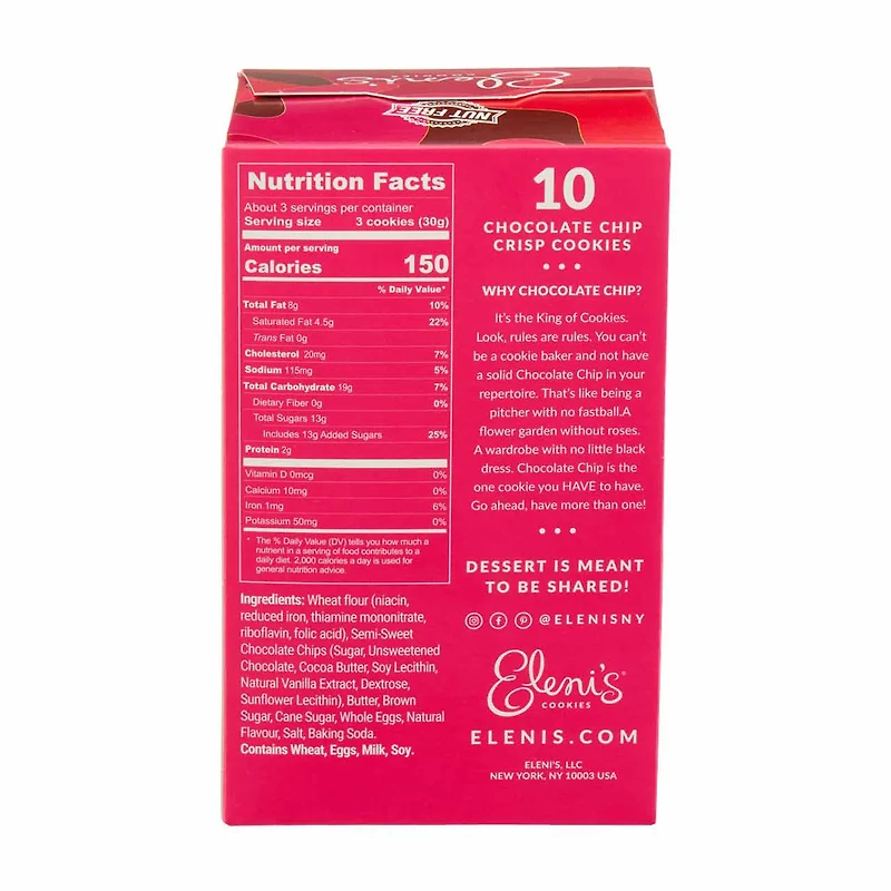 Eleni's All-Natural Chocolate Chip Cookies, 3.5 oz