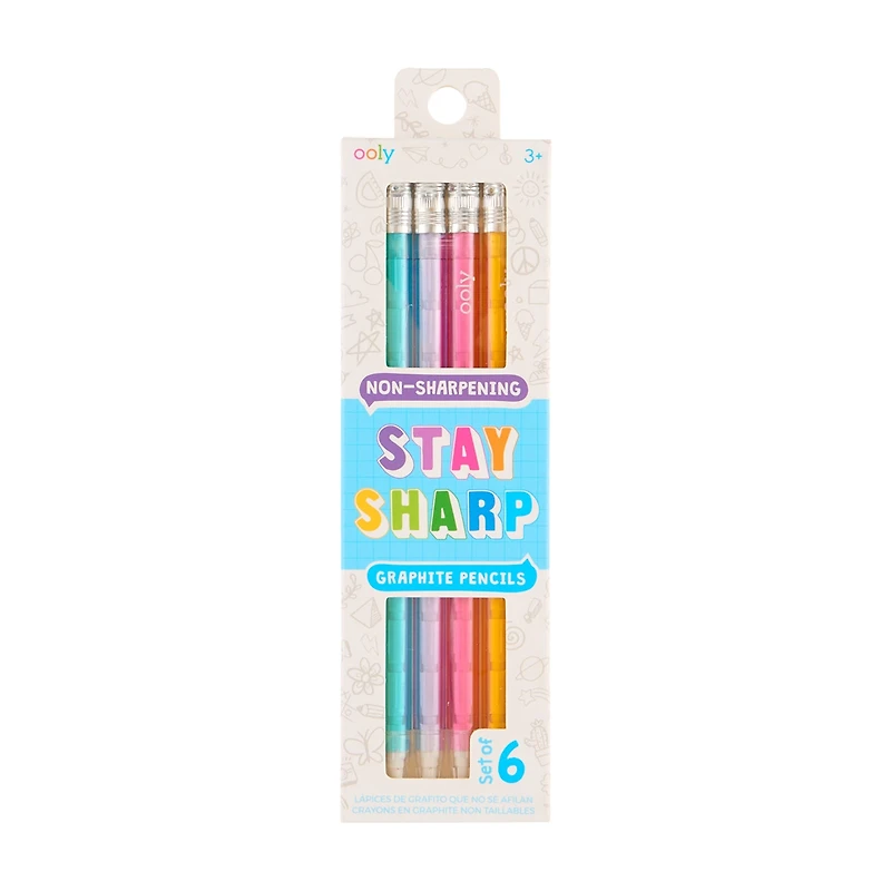 Ooly Stay Sharp Rainbow Graphite Pencil Set, 6 ct