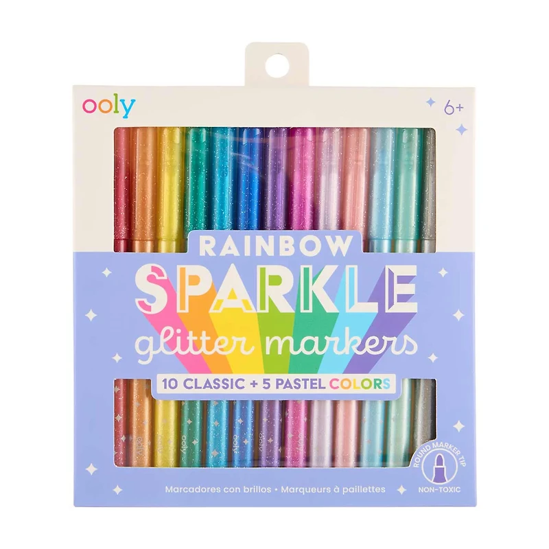 Ooly Rainbow Sparkle Glitter Markers, Set of 15
