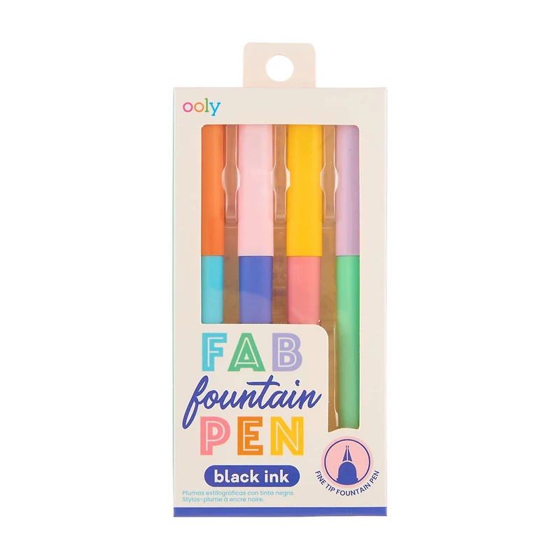 Ooly Fab Black Ink Fountain Pens, Set of 4