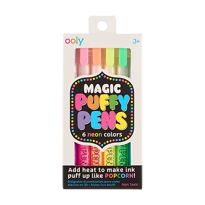 Ooly Magic Neon Puffy Pens, Set of 6
