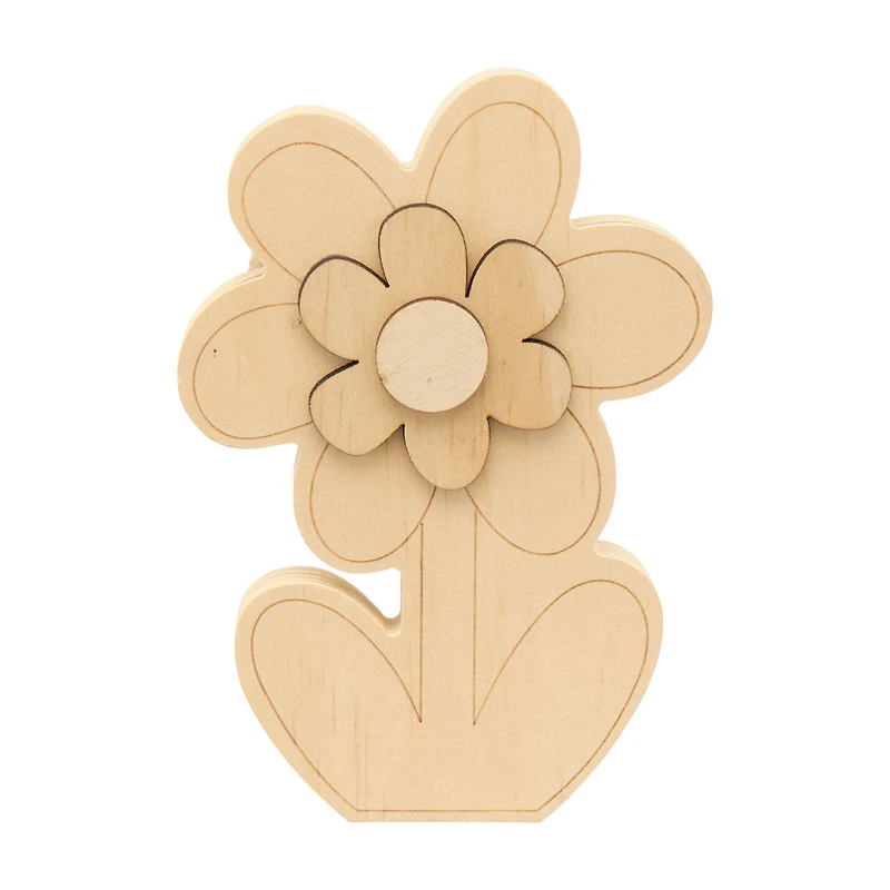 Chunky Wood Flower, Unfinished