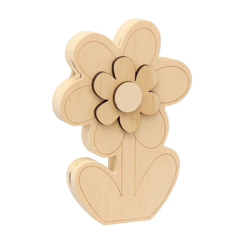 Chunky Wood Flower, Unfinished