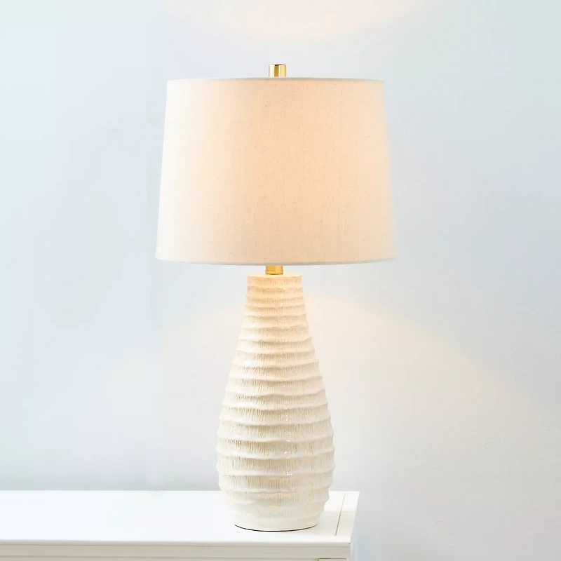 Ivory Glazed Ceramic Table Lamp, 26 in