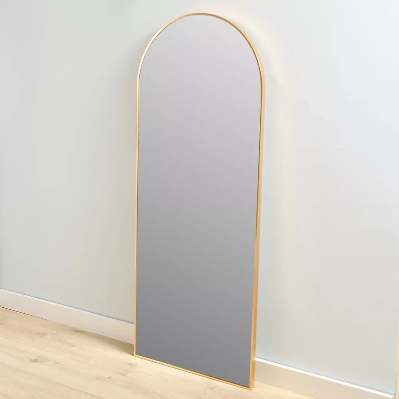 Gold Frame Arch Floor Mirror, 24 in x 60 in