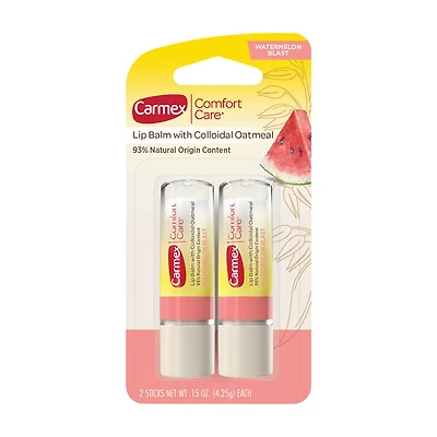 Carmex Comfort Care Colloidal Oatmeal Watermelon Stick Lip Balm, 2pk