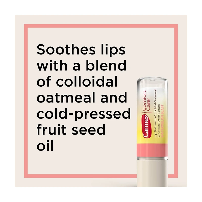 Carmex Comfort Care Colloidal Oatmeal Watermelon Stick Lip Balm, 2pk