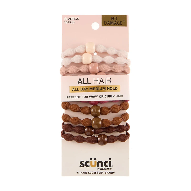 Scunci Textured Elastics, 10 Pack, Assorted