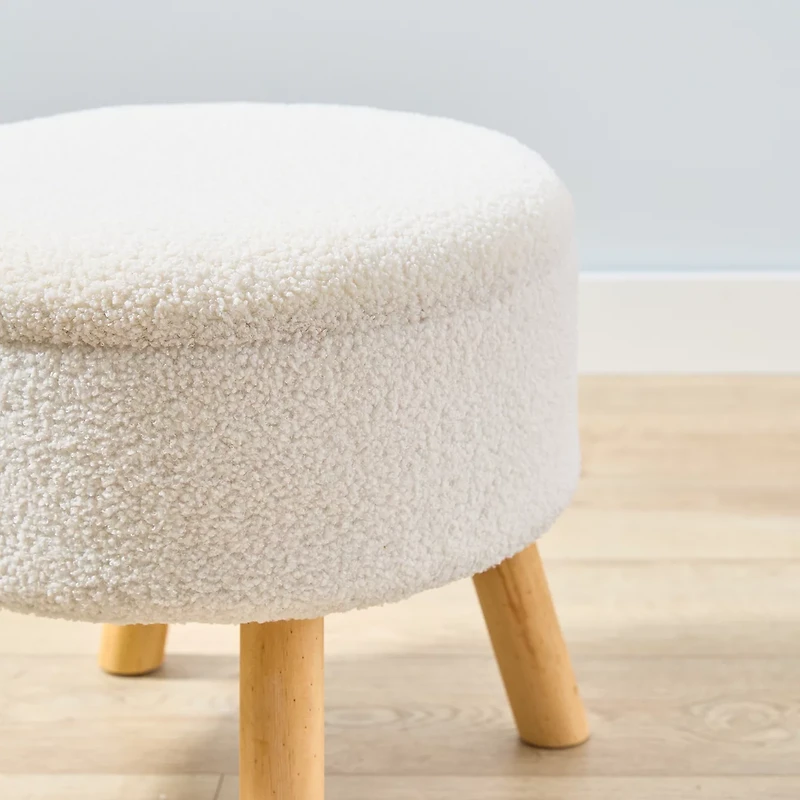 Sherpa Storage Stool with Wooden Legs