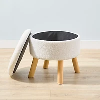 Sherpa Storage Stool with Wooden Legs
