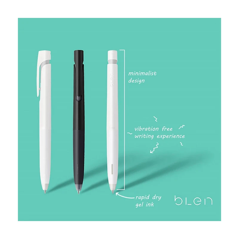 Zebra Pen bLen Retractable Gel Black Barrel Pen, 0.7mm Medium Point, Black Ink