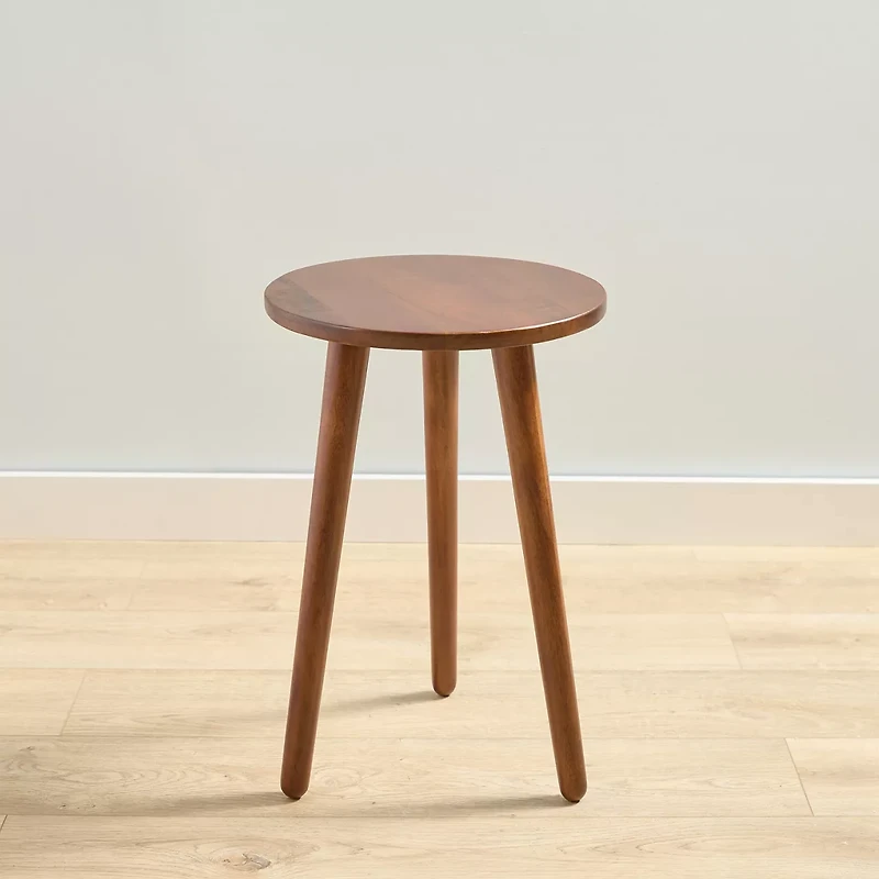 Round Wooden Three-Leg Side Table