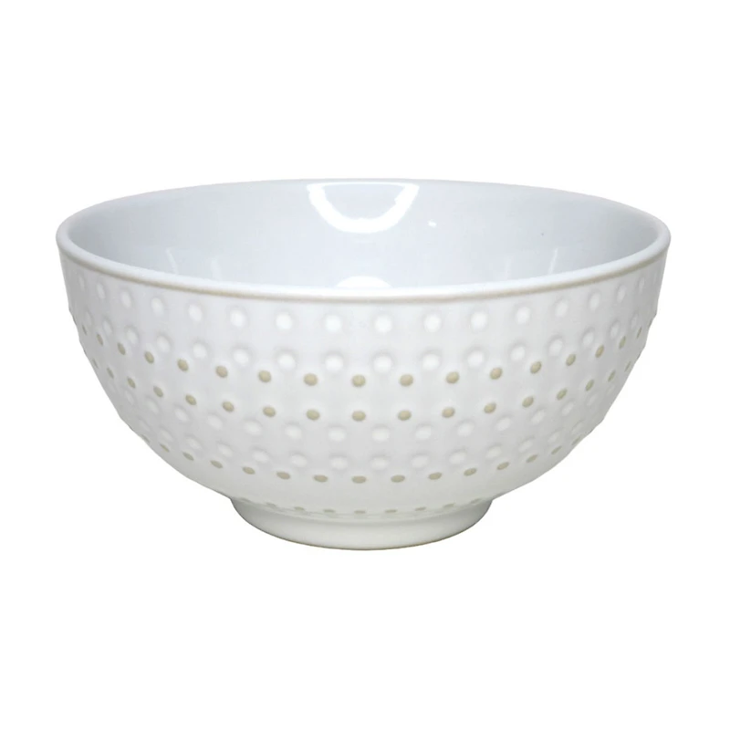 Stylish Textured Reactive Glazed Bowl, White, Assorted