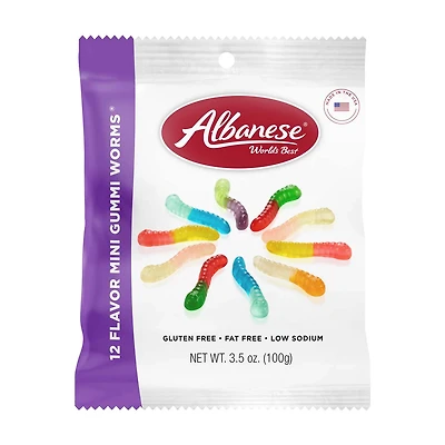Albanese 12 Flavor Mini Gummi Worms, 3.5 oz