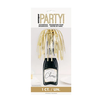New Year's Champagne Bottle Fringe Centerpiece