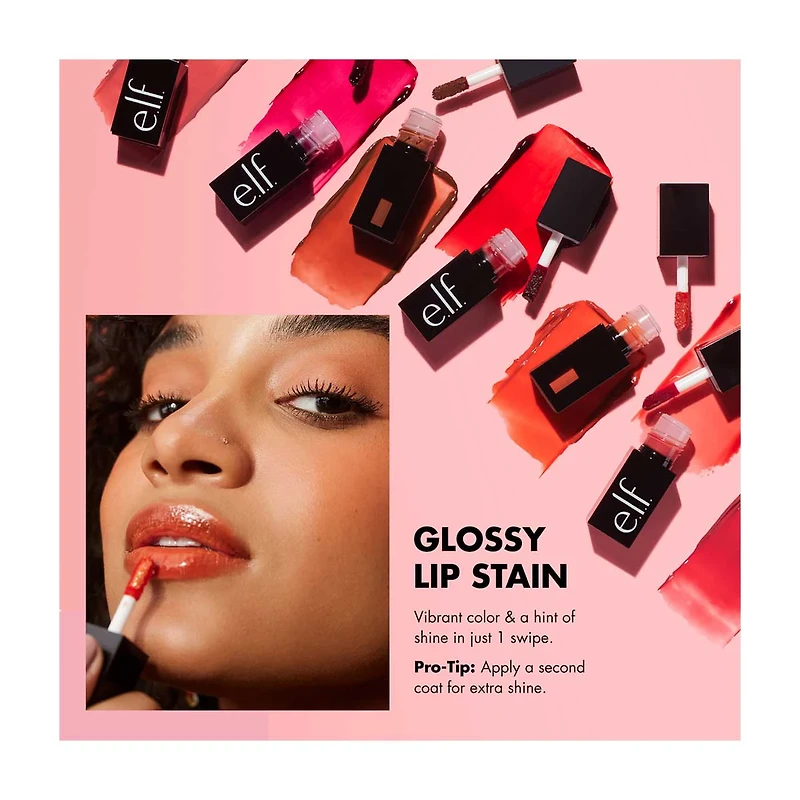 e.l.f. Glossy Lip Stain - Pinkies Up, 0.1 fl oz