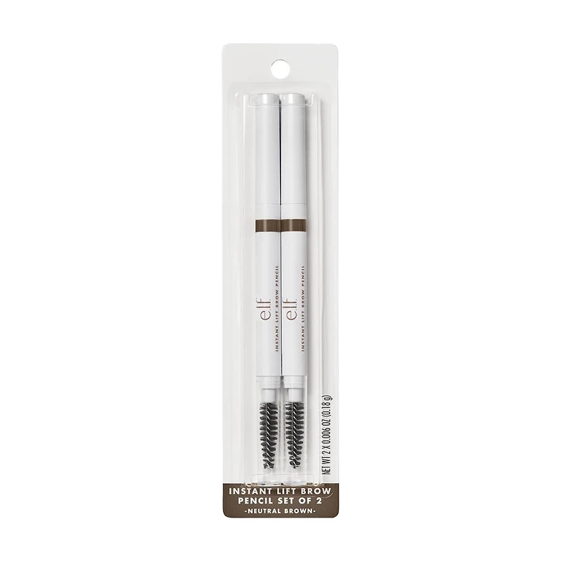 e.l.f. Instant Lift Brow Pencil Set, Neutral Brown, 0.006 oz, 2 ct