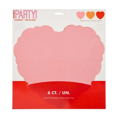 Unique Party! Valentine's Day Retro-style Heart-shaped Placemat, 8 ct