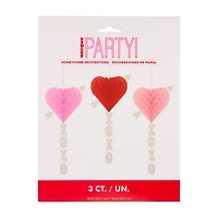 Unique Party! Valentine's Day Honeycomb Heart & XOXO Decorations, 3 ct