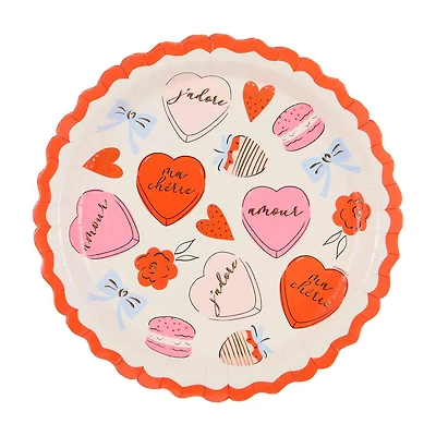 Valentine's Day Parisian Party Plates, 8 in