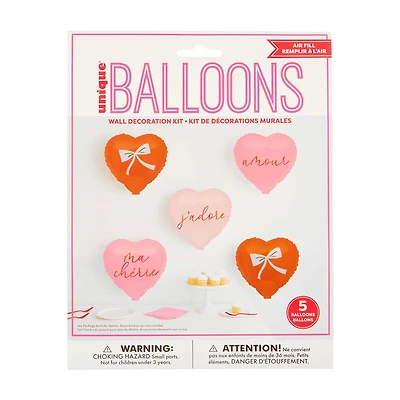 Unique Balloons Valentine's Day Wall Decorations, 5 ct