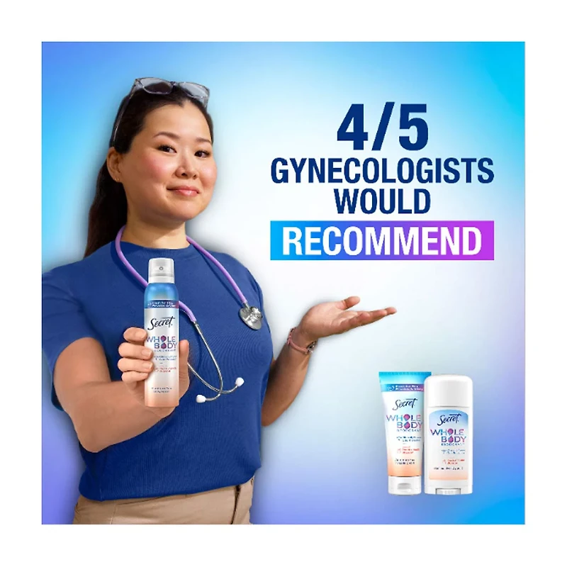 Secret Whole Body Stick Aluminum Free Deodorant for Women, Peach & Vanilla, 2.4 oz