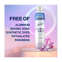 Secret Whole Body Aluminum Free Body Spray Deodorant for Women, Lilac & Waterlil