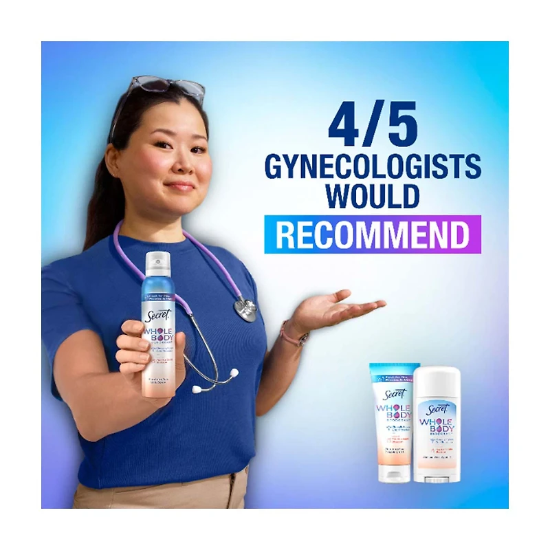 Secret Whole Body Aluminum Free Body Spray Deodorant For Women, Peach & Vanilla