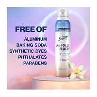 Secret Whole Body Aluminum Free Body Spray Deodorant For Women, Peach & Vanilla