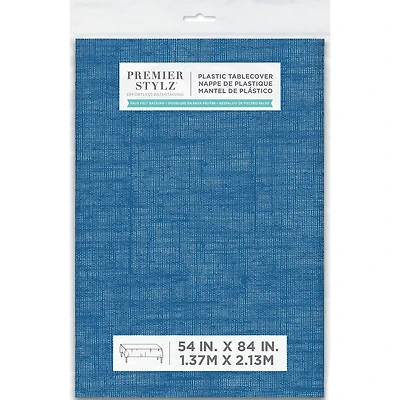 Lapis Blue Flannel Backed Vinyl Table Cover, 54 in x 84 in