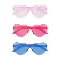 Assorted Peony, Periwinkle, and Lilac Heart-Shaped Novelty Glasses, 3 ct