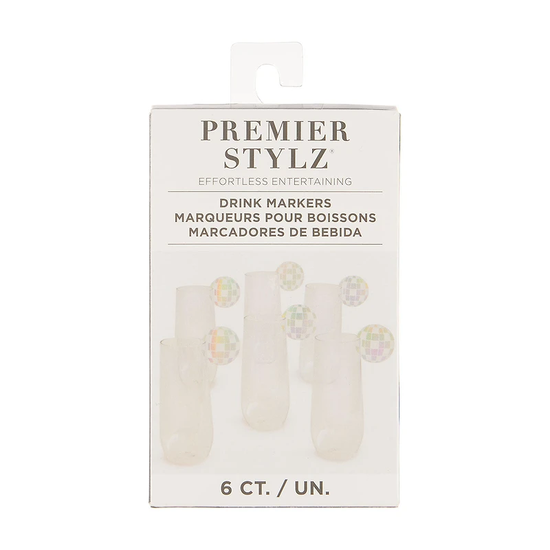 Iridescent Acrylic Disco Ball Drink Markers, 6 ct