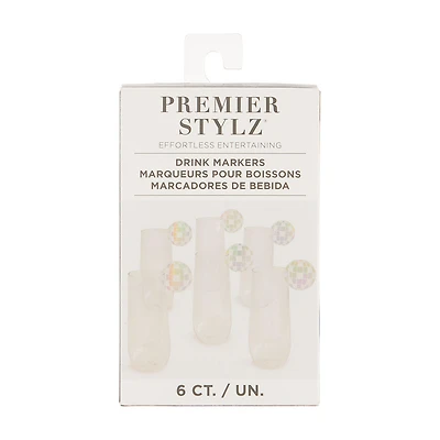 Iridescent Acrylic Disco Ball Drink Markers, 6 ct