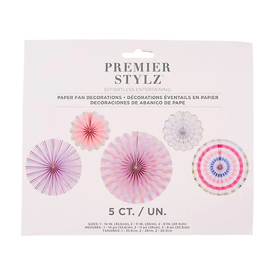 Assorted Sweet & Sassy Paper Fans, 5 ct