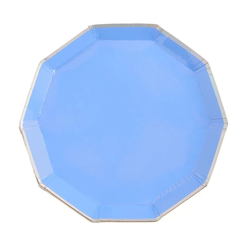 Periwinkle Decagon-Shaped Shallow Dessert Plates, 8.25 in, 8 ct